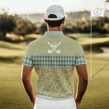 Load image into Gallery viewer, Olive Green Golf Camo argyle pattern Mens golf polo shirts custom name best mens golf wear NQS9973
