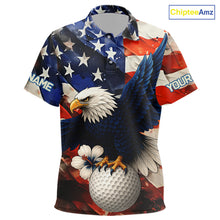 Load image into Gallery viewer, American Flag Eagle Kid golf polo shirts custom patriotic Eagle golf attire for Kid NQS9976