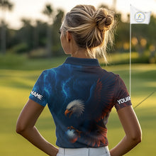 Load image into Gallery viewer, Red amd Blue Lightning Thunder Eagle Women golf golf polo shirt custom Eagle ladies golf attire NQS9977
