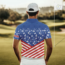 Load image into Gallery viewer, Red, White and Blue Men golf polo shirts Custom American Flag patriotic Golf attire for men NQS10137