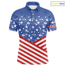 Load image into Gallery viewer, Red, White and Blue Men golf polo shirts Custom American Flag patriotic Golf attire for men NQS10137