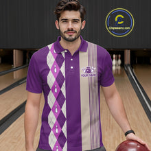 Load image into Gallery viewer, Retro Purple argyle pattern Bowling shirts For Men custom bowling team jerseys Bowler Outfits NQS10275