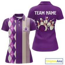 Load image into Gallery viewer, Retro Purple argyle pattern Bowling shirts For Women custom bowling team jerseys Bowler Outfits NQS10275