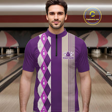Load image into Gallery viewer, Retro Purple argyle pattern Bowling shirts For Men custom bowling team jerseys Bowler Outfits NQS10275