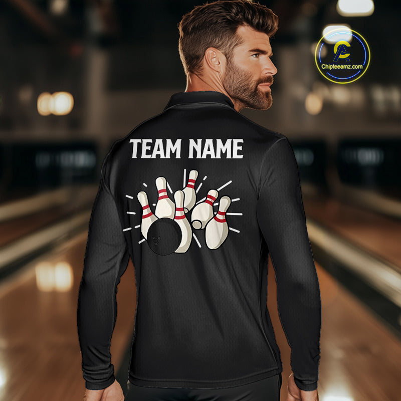 Retro Black argyle pattern Bowling shirts For Men custom bowling team jerseys Bowler Outfits NQS10276