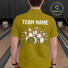 Load image into Gallery viewer, Retro Yellow argyle pattern Bowling shirts For Men custom bowling team jerseys Bowler Outfits NQS10277