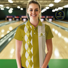 Load image into Gallery viewer, Retro Yellow argyle pattern Bowling shirts For Women custom bowling team jerseys Bowler Outfits NQS10277