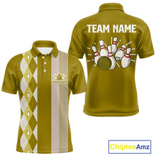 Load image into Gallery viewer, Retro Yellow argyle pattern Bowling shirts For Men custom bowling team jerseys Bowler Outfits NQS10277