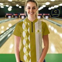 Load image into Gallery viewer, Retro Yellow argyle pattern Bowling shirts For Women custom bowling team jerseys Bowler Outfits NQS10277