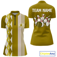 Load image into Gallery viewer, Retro Yellow argyle pattern Bowling shirts For Women custom bowling team jerseys Bowler Outfits NQS10277