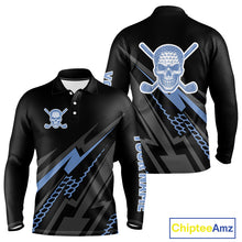 Load image into Gallery viewer, Black and Blue Skull Golf polo shirts For Men Custom Mens golf top, Personalized golf gifts NQS10467