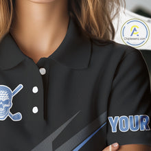 Load image into Gallery viewer, Black and Blue Skull Golf polo shirts For Women Custom Ladies golf tops, Personalized golf gifts NQS10467