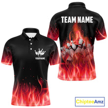 Load image into Gallery viewer, Personalized Mens Bowling Shirt Red flame Bowling Ball and Pins Team bowling jerseys for men Bowler NQS10473