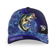 Load image into Gallery viewer, Largemouth Bass fishing blue camo Custom fishing hats, saltwater Angler Bass fishing hat cap NQS8955