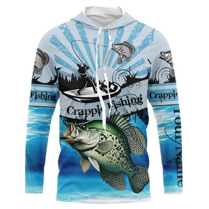 Personalized Crappie Fishing Jerseys blue Long Sleeve Fishing Shirts, Crappie fishing jerseys NQS8957