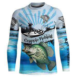 Personalized Crappie Fishing Jerseys blue Long Sleeve Fishing Shirts, Crappie fishing jerseys NQS8957