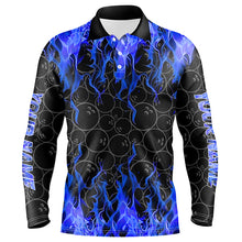 Load image into Gallery viewer, Black and Blue Flame camo Men bowling shirts Custom Flame Bowling Shirt Team Bowling Jersey NQS8962