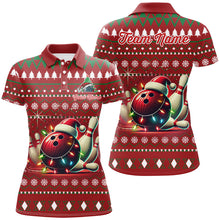 Load image into Gallery viewer, Funny ugly Christmas Red Women's Bowling Shirts Custom Team Bowling Jerseys Xmas Gift for bowlers NQS8967