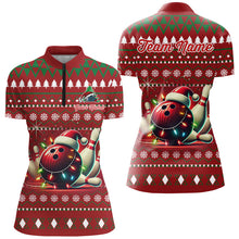Load image into Gallery viewer, Funny ugly Christmas Red Women's Bowling Shirts Custom Team Bowling Jerseys Xmas Gift for bowlers NQS8967