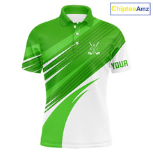Load image into Gallery viewer, Green and white Mens golf polo shirts custom golf tops for mens, personalized golf gifts NQS11272