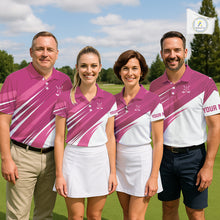 Load image into Gallery viewer, Pink and white Mens golf polo shirts custom golf tops for mens, personalized golf gifts NQS11273