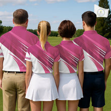 Load image into Gallery viewer, Pink and white Mens golf polo shirts custom golf tops for mens, personalized golf gifts NQS11273