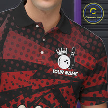 Load image into Gallery viewer, Black and Red pattern Flame Bowling Polo, 1/4 zip shirts For Men Custom Team Bowling Jerseys NQS11277
