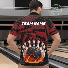 Load image into Gallery viewer, Black and Red pattern Flame Bowling Polo, 1/4 zip shirts For Men Custom Team Bowling Jerseys NQS11277