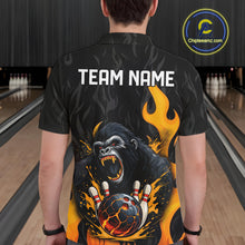 Load image into Gallery viewer, Black and Orange Flame Gorilla Bowling shirts For Men Custom Gorilla Team Bowling Jerseys NQS11279