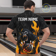 Load image into Gallery viewer, Black and Orange Flame Gorilla Bowling shirts For Men Custom Gorilla Team Bowling Jerseys NQS11279