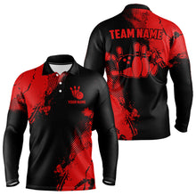 Load image into Gallery viewer, Black and Red Retro Mens Bowling Polo, Quarter Zip shirts Custom team bowling jerseys mens outfit NQS9394