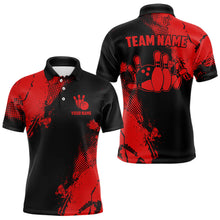 Load image into Gallery viewer, Black and Red Retro Mens Bowling Polo, Quarter Zip shirts Custom team bowling jerseys mens outfit NQS9394