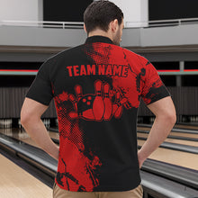 Load image into Gallery viewer, Black and Red Retro Mens Bowling Polo, Quarter Zip shirts Custom team bowling jerseys mens outfit NQS9394