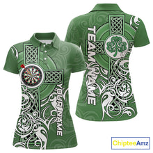 Load image into Gallery viewer, Green Irish Tribal Cross St Patrick's Day Women Darts shirts Custom Lucky Darts Team Jerseys NQS9553