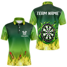 Load image into Gallery viewer, Yellow Green Flame Darts Shirts For Men Custom Fire Team Darts Jerseys NQS9558