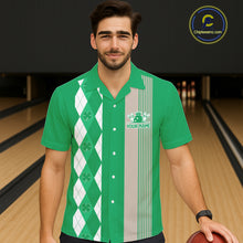 Load image into Gallery viewer, Retro Green argyle pattern shamrock Bowling Hawaiian shirts custom St Patrick's bowling team jersey NQS11667