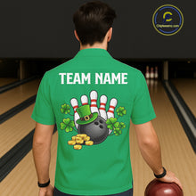 Load image into Gallery viewer, Retro Green argyle pattern shamrock Bowling Hawaiian shirts custom St Patrick's bowling team jersey NQS11667