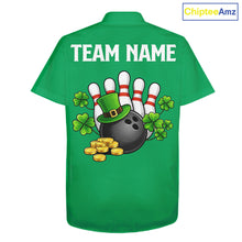 Load image into Gallery viewer, Retro Green argyle pattern shamrock Bowling Hawaiian shirts custom St Patrick's bowling team jersey NQS11667