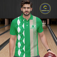 Load image into Gallery viewer, Retro Green argyle pattern shamrock Bowling shirts For Men custom St Patrick Day bowling team jersey NQS11667