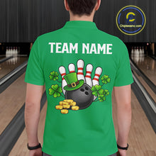 Load image into Gallery viewer, Retro Green argyle pattern shamrock Bowling shirts For Men custom St Patrick Day bowling team jersey NQS11667