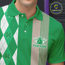 Load image into Gallery viewer, Retro Green argyle pattern shamrock Bowling shirts For Men custom St Patrick Day bowling team jersey NQS11667