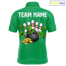 Load image into Gallery viewer, Retro Green argyle pattern shamrock Bowling shirts For Men custom St Patrick Day bowling team jersey NQS11667