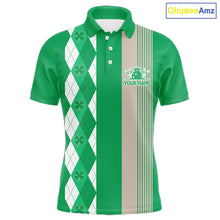 Load image into Gallery viewer, Retro Green argyle pattern shamrock Bowling shirts For Men custom St Patrick Day bowling team jersey NQS11667