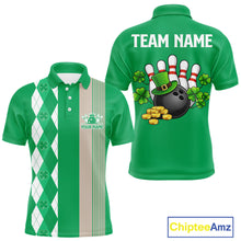 Load image into Gallery viewer, Retro Green argyle pattern shamrock Bowling shirts For Men custom St Patrick Day bowling team jersey NQS11667