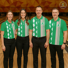 Load image into Gallery viewer, Retro Green argyle pattern shamrock Bowling shirts For Men custom St Patrick Day bowling team jersey NQS11667