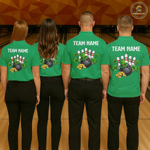 Load image into Gallery viewer, Retro Green argyle pattern shamrock Bowling shirts For Men custom St Patrick Day bowling team jersey NQS11667