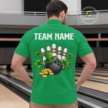 Load image into Gallery viewer, Retro Green argyle pattern shamrock Bowling shirts For Men custom St Patrick Day bowling team jersey NQS11667