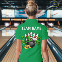 Load image into Gallery viewer, Retro Green argyle pattern shamrock Bowling shirts For Women custom St Patrick's bowling team jersey NQS11667