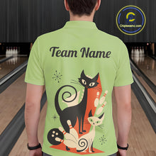 Load image into Gallery viewer, Custom retro bowling shirts Cat Bowling jersey for men Team Bowling Polo, 1/4 Zip Shirts | Green NQS11670