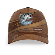 Load image into Gallery viewer, Striped bass fishing hats for men, women custom name baseball best striper fishing hat NQS4937